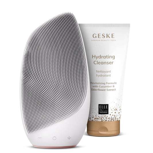GESKE | SmartAppGuided™ Sonic Thermo Facial Brush | 6 in 1 + GESKE Hydrating Cleanser | Set mit passender Kosmetik-Zugabe | Beauty Bundle