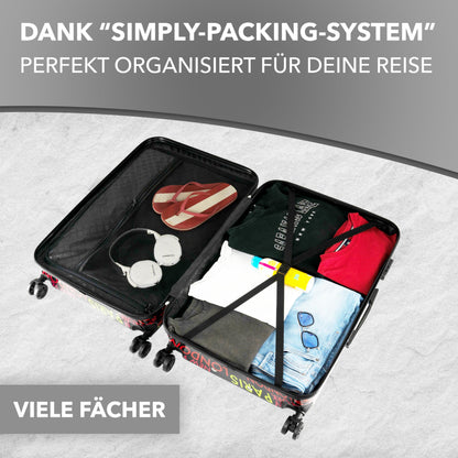 XONIC Design Hartschalen-Koffer mit 360° Leichtlauf-Rollen & Zahlenschloss (M-L-XL oder Set)