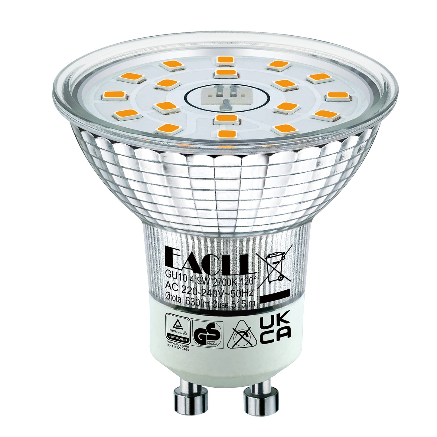 EACLL GU10 LED Halogen Leuchtmittel (Warmweiss-2700K: 4.9W) 4er-Pack