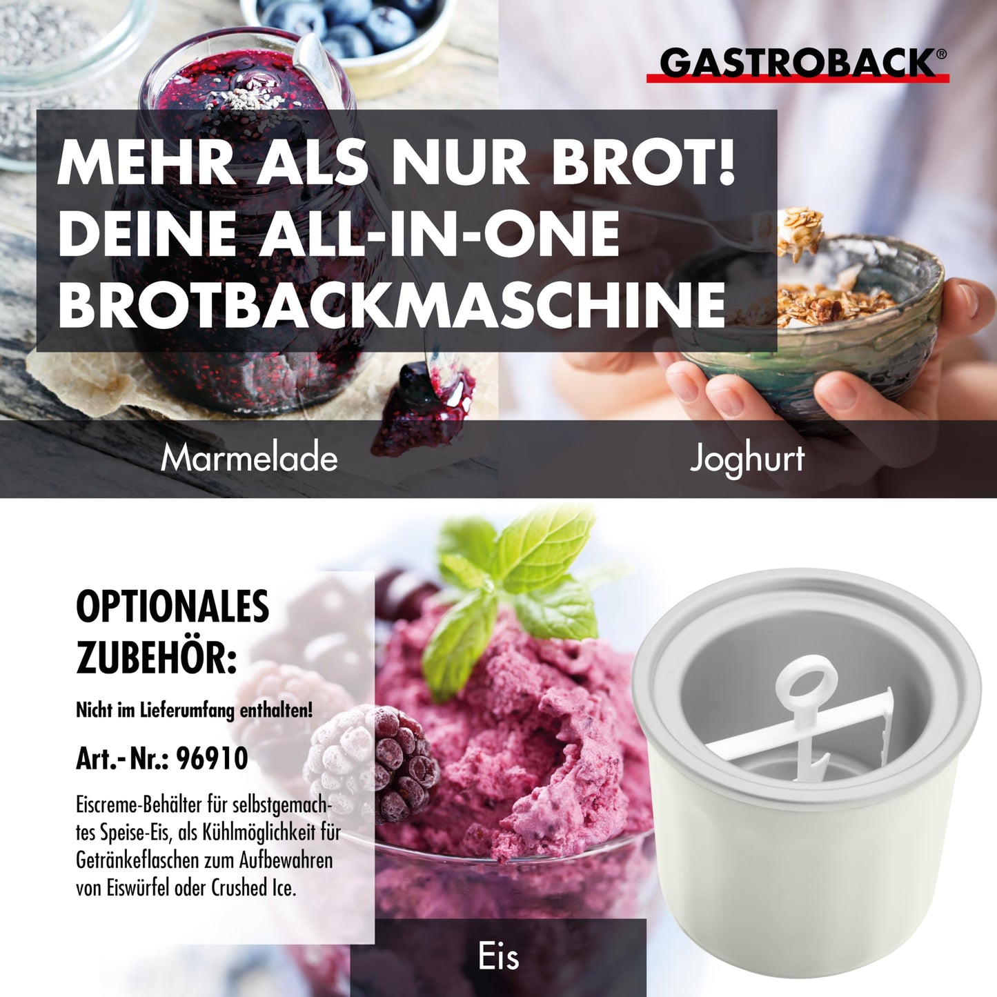 GASTROBACK Vollautomatisches Brotbackautomat Advance -  Brotbackmaschine | Timer-Funktion, Zutatenfach