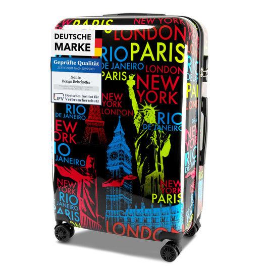 Xonic Design Hartschalen-Koffer mit 360° Leichtlauf-Rollen & Zahlenschloss (M-L-XL oder Set)