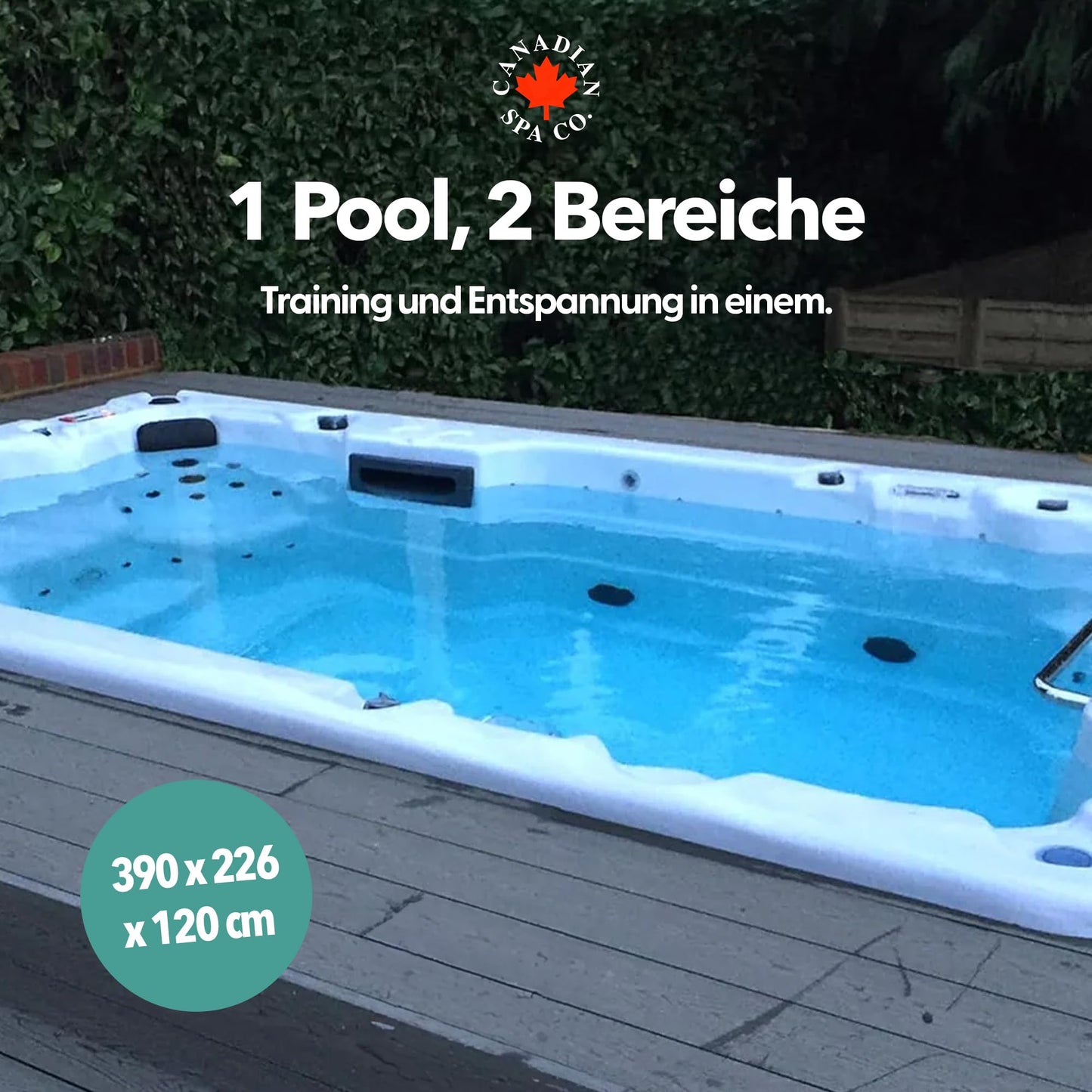 CANADIAN SPA CO. 2025 St. Lawrence Swim Spa (4m) Outdoor Whirlpool für 5 Personen: LED, Musiksystem