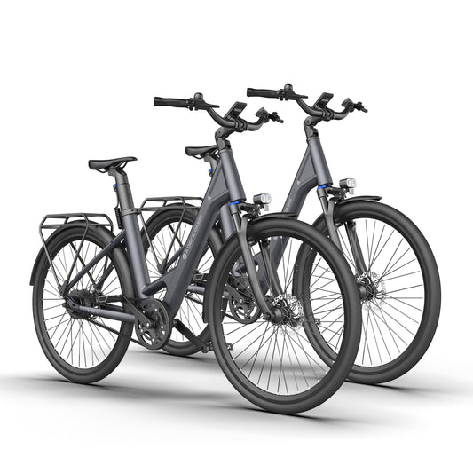 ADO Air 28 E-Bike (2 Stück): 345,00 Wh Akku, Momenten-Sensor, Riemenantrieb, APP (Grau)