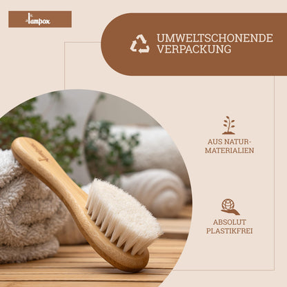 Babyhaarbürste für Neugeborene (Extra-Weich) aus weichen Ziegenhaaren: Pflegeset-Geschenk