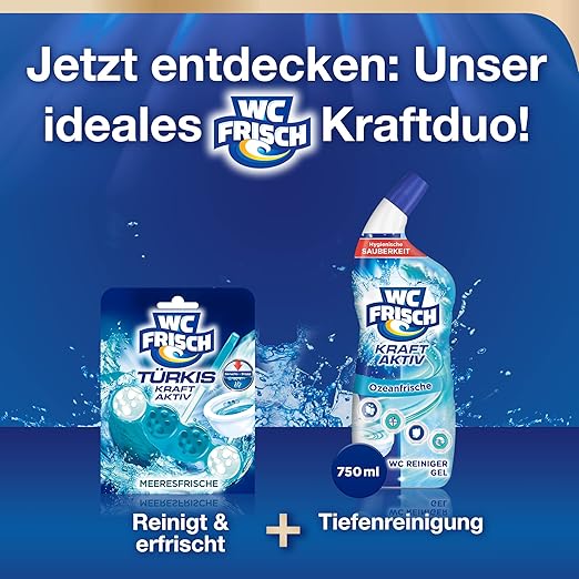 WC-Frisch Kraft Aktiv Türkisspüler Meeresfrische (10er Pack) | WC Duftreiniger 7