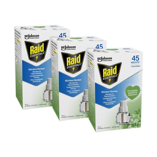 Raid Essentials Mücken-Stecker Nachfüller: 3x Schutz für je 45 Nächte