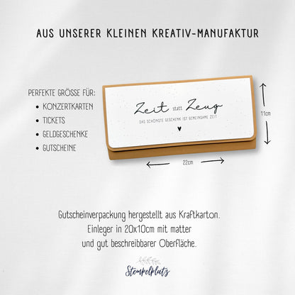 Zeit statt Zeug (11x22cm): Stilvolle Geschenkverpackung für besondere Momente