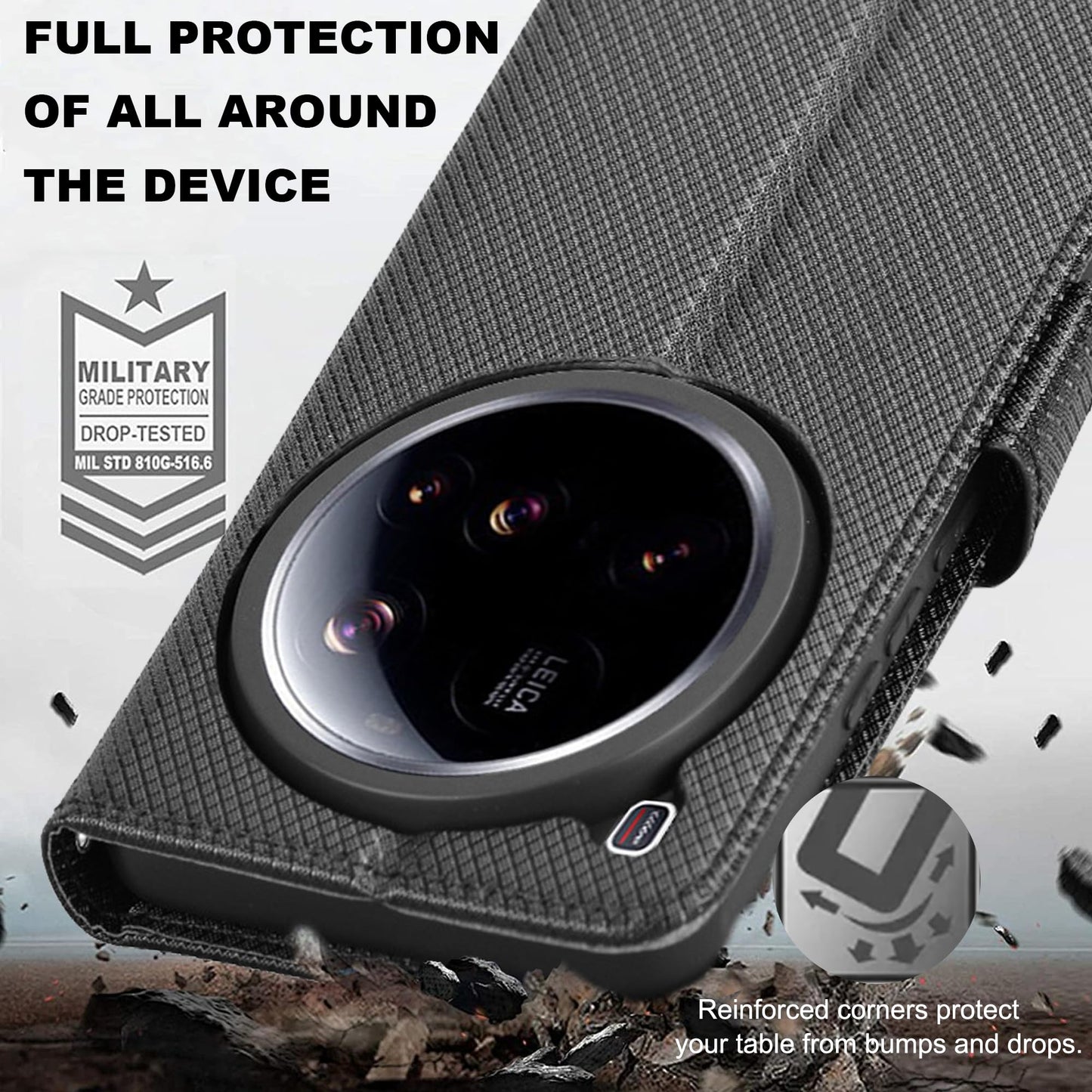 Smartphone case for Xiaomi 15 Ultra 5G: Premium carbon fiber cover | Foldable flip