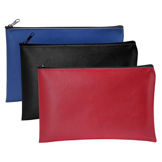 3 Stück Banktaschen aus Kunstleder (25x16cm): Geldtasche für A5 Dokumente, Geldmappe