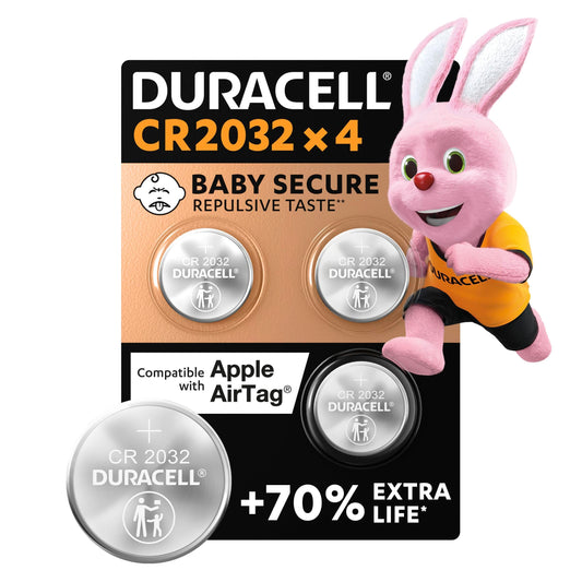 Duracell (CR2032) Lithium Knopfzellen 3V (4 Stück), ideal für z.B. Autoschlüssel