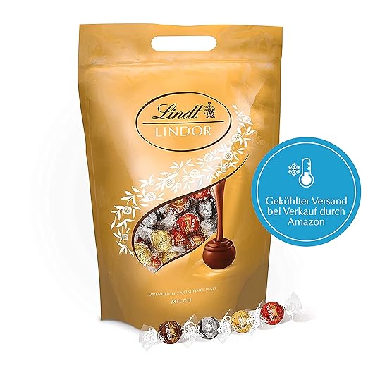 Lindt Schokolade LINDOR Kugeln Mischung | 2kg Beutel: Vollmilch, Weiß, Dark 60%, Haselnuss 2