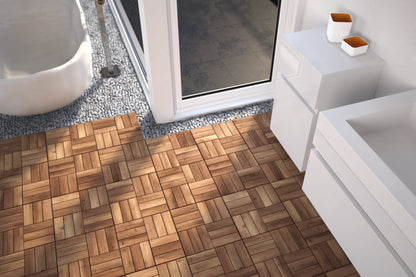 SAM 11 Stück für 1m² Holzfliesen (30x30cm): Akazienholz massiv + geölt | Balkon - Terrasse - Klickfliesen