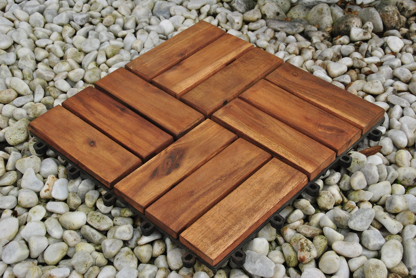 SAM 11 Stück für 1m² Holzfliesen (30x30cm): Akazienholz massiv + geölt | Balkon - Terrasse - Klickfliesen