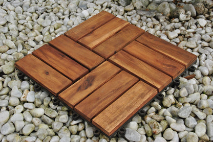 SAM 11 Stück für 1m² Holzfliesen (30x30cm): Akazienholz massiv + geölt | Balkon - Terrasse - Klickfliesen
