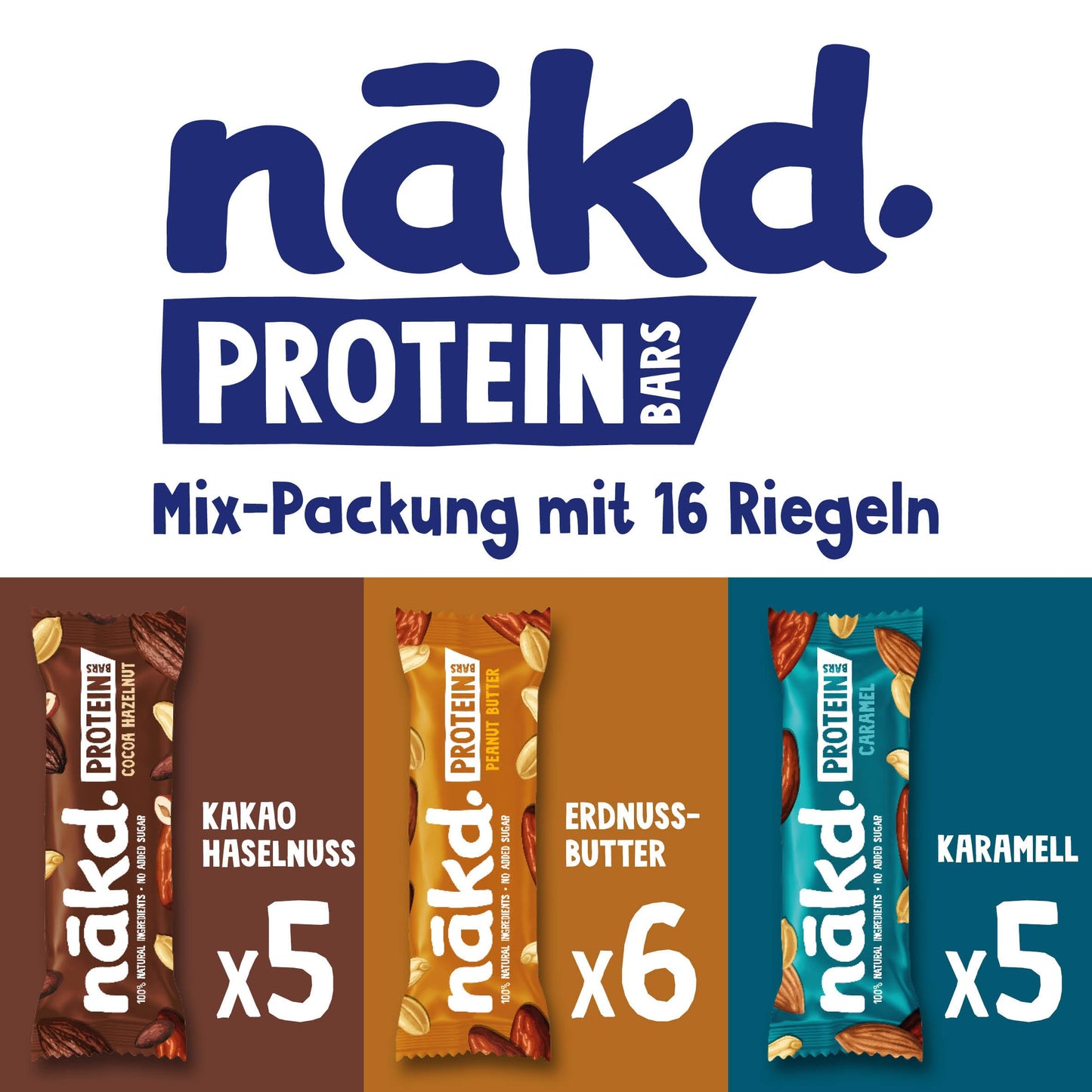 Nākd. Protein-Riegel Variety Pack (16x45g) | Ohne Zuckerzusatz, Vegan