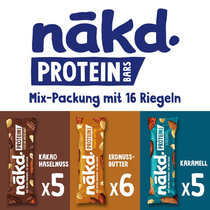 Nākd. Protein-Riegel Variety Pack (16x45g) | Ohne Zuckerzusatz, Vegan