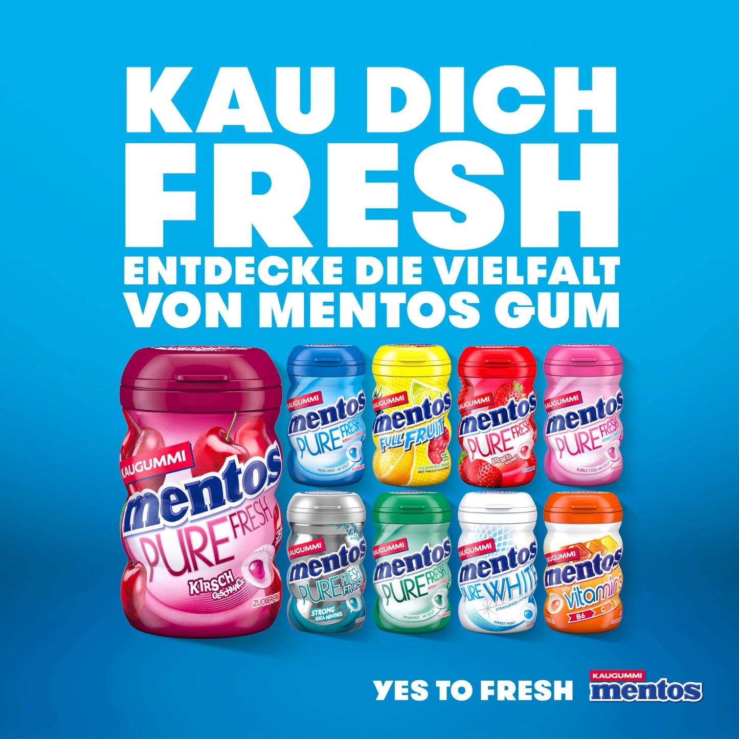 Mentos Kaugummi Full Fruit (6x 35 Stück) in drei Sorten mit Frucht-Geschmack & flüssiger Füllung