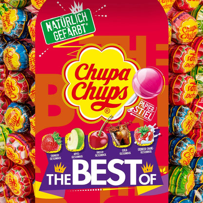 Chupa Chups Lutscher-Rad (200 Lollis x 12g): Aufsteller mit 5 leckeren Geschmacksrichtungen