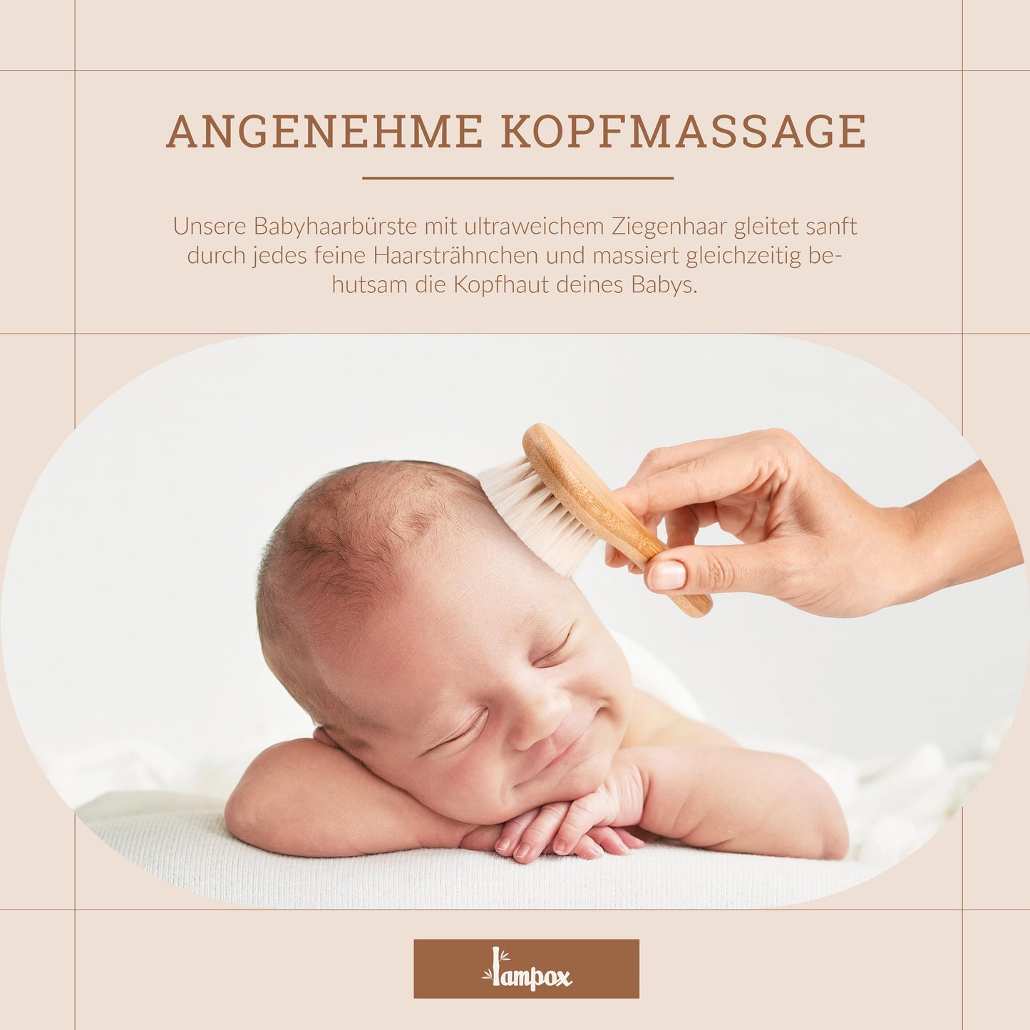 Babyhaarbürste für Neugeborene (Extra-Weich) aus weichen Ziegenhaaren: Pflegeset-Geschenk