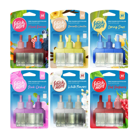 Fresh & More 3Volution Duftstecker - Nachfüller 6er MIX-Paket (6x20ml) bis zu 60 Tage Frische