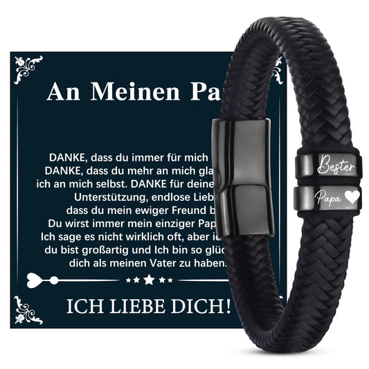 AN MEINEN PAPA Lederarmband mit Gravur für Vater-Geschenke zum Vatertag, Geburtstag