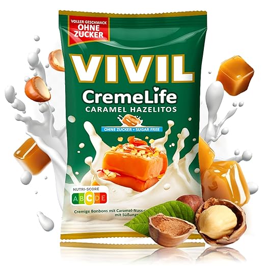 VIVIL CremeLife Caramel Hazelitos | Sahnebonbons mit Nussgeschmack (15 x 110g)