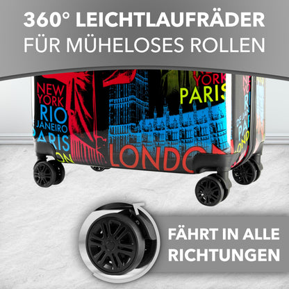 XONIC Design Hartschalen-Koffer mit 360° Leichtlauf-Rollen & Zahlenschloss (M-L-XL oder Set)