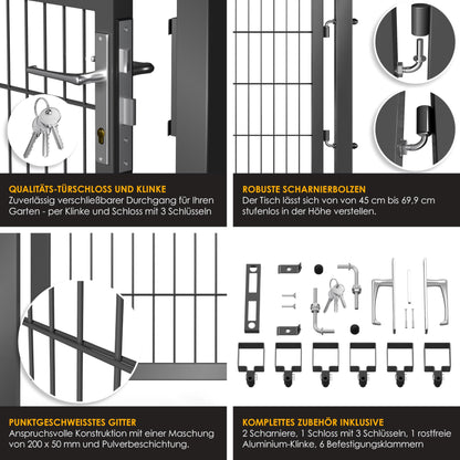 KESSER® Premium metal garden gate with galvanized steel including posts, door handle, key
