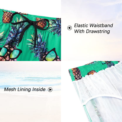 TUONROAD Badehose Herren mit Ananas 3D Druck: Schnelltrocknend mit Kordelzug