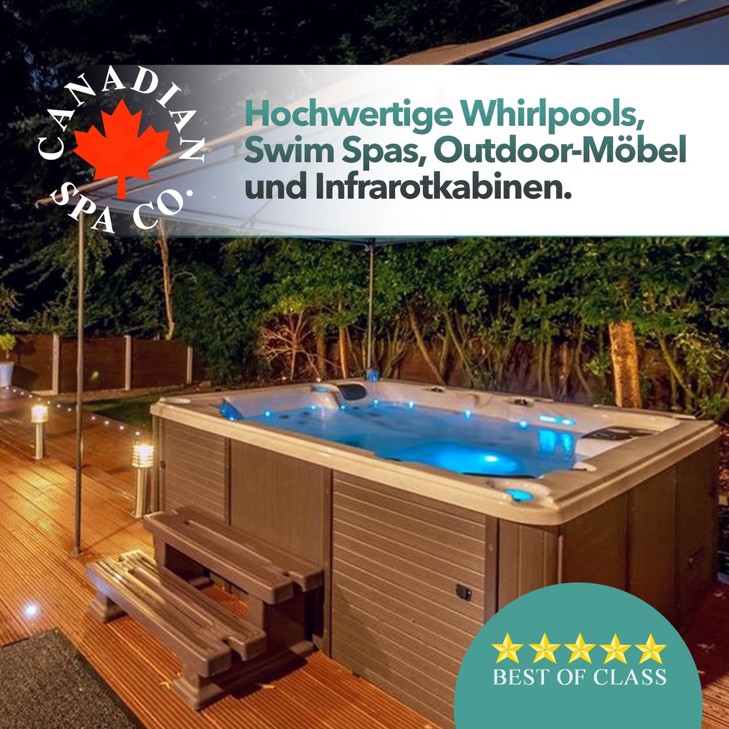 CANADIAN SPA CO. 2025 St. Lawrence Swim Spa (4m) Outdoor Whirlpool für 5 Personen: LED, Musiksystem
