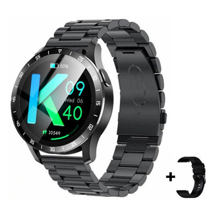 2-in-1 TWS Smartwatch mit Touch Bluetooth-Kopfhörern | Herzfrequenz- & Blutdruckmesser (Schwarz Stahl)