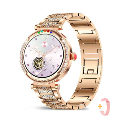 Montre intelligente pour femme avec affichage lumineux coloré | Mesure de la fréquence cardiaque, appels Bluetooth, étanche