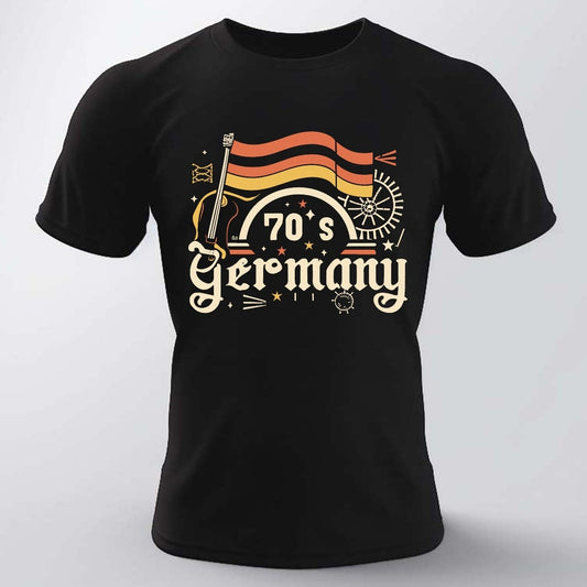 imag70's GERMANY T-Shirt für Herren | Deutschland Aufdruck Kurzarm T-Shirt für den Sommer (Schwarz)