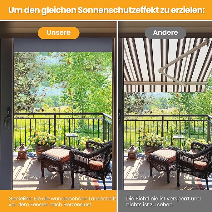 HOMEDEMO Klemmmarkise für Balkon ohne Bohren | Anthrazit, UV-beständig 6