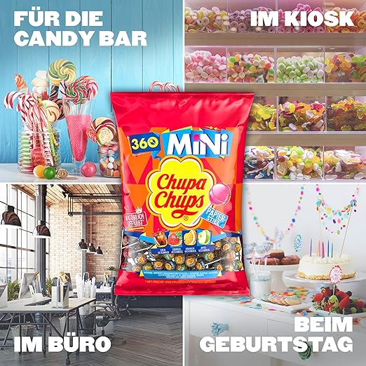 CHUPA CHUPS Mini Classic | 360 Lollis, 4 Geschmacksrichtungen (360x6g) 2