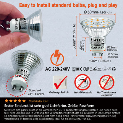 EACLL GU10 LED Halogen Leuchtmittel (Warmweiss-2700K: 4.9W) 4er-Pack