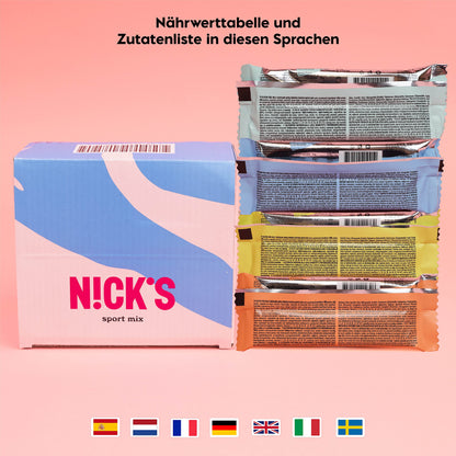NICKS Protein Wafer Riegel Sport Mix (9x 40g): Low Carb Proteinriegel Schokopladen
