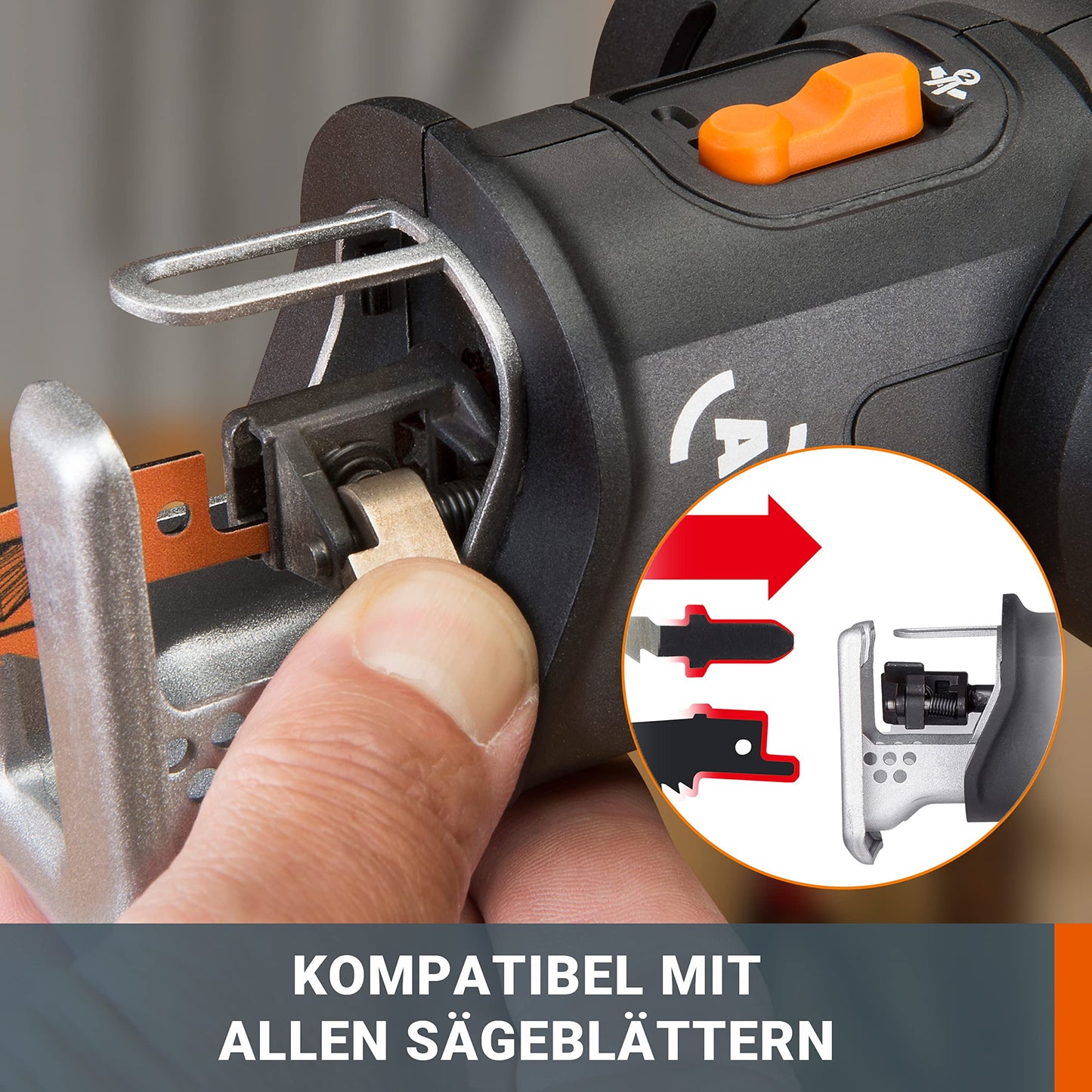 WORX (WX550.9) 2-in-1 Universal-Stichsäge zum Schneiden von Holz, Stahl & PVC: Ohne Akku & Ladegerät