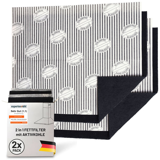 FilterBase® Aktivkohlefilter für Dunstabzugshaube (2er Pack - 57x47cm): Filtermatte zuschneidbar
