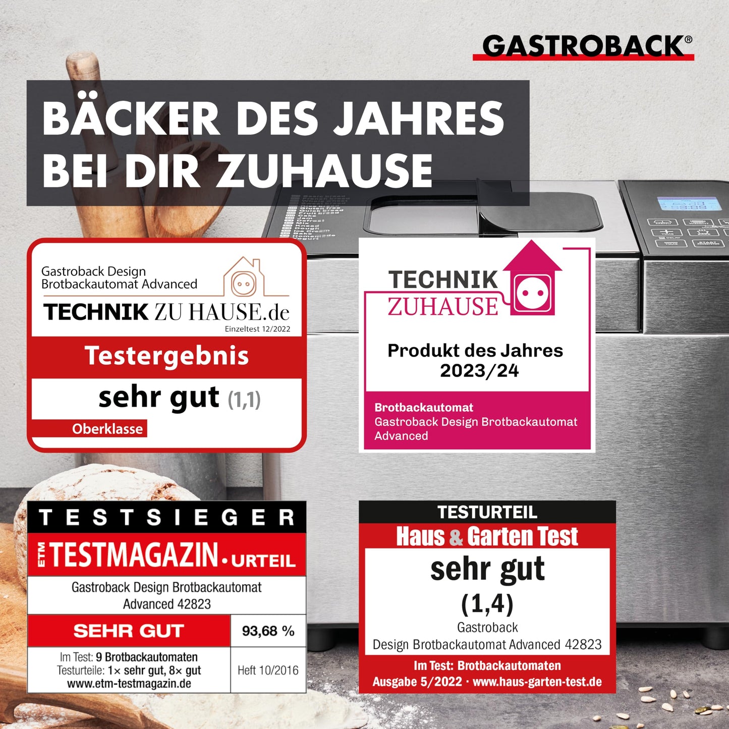 GASTROBACK Vollautomatisches Brotbackautomat Advance -  Brotbackmaschine | Timer-Funktion, Zutatenfach