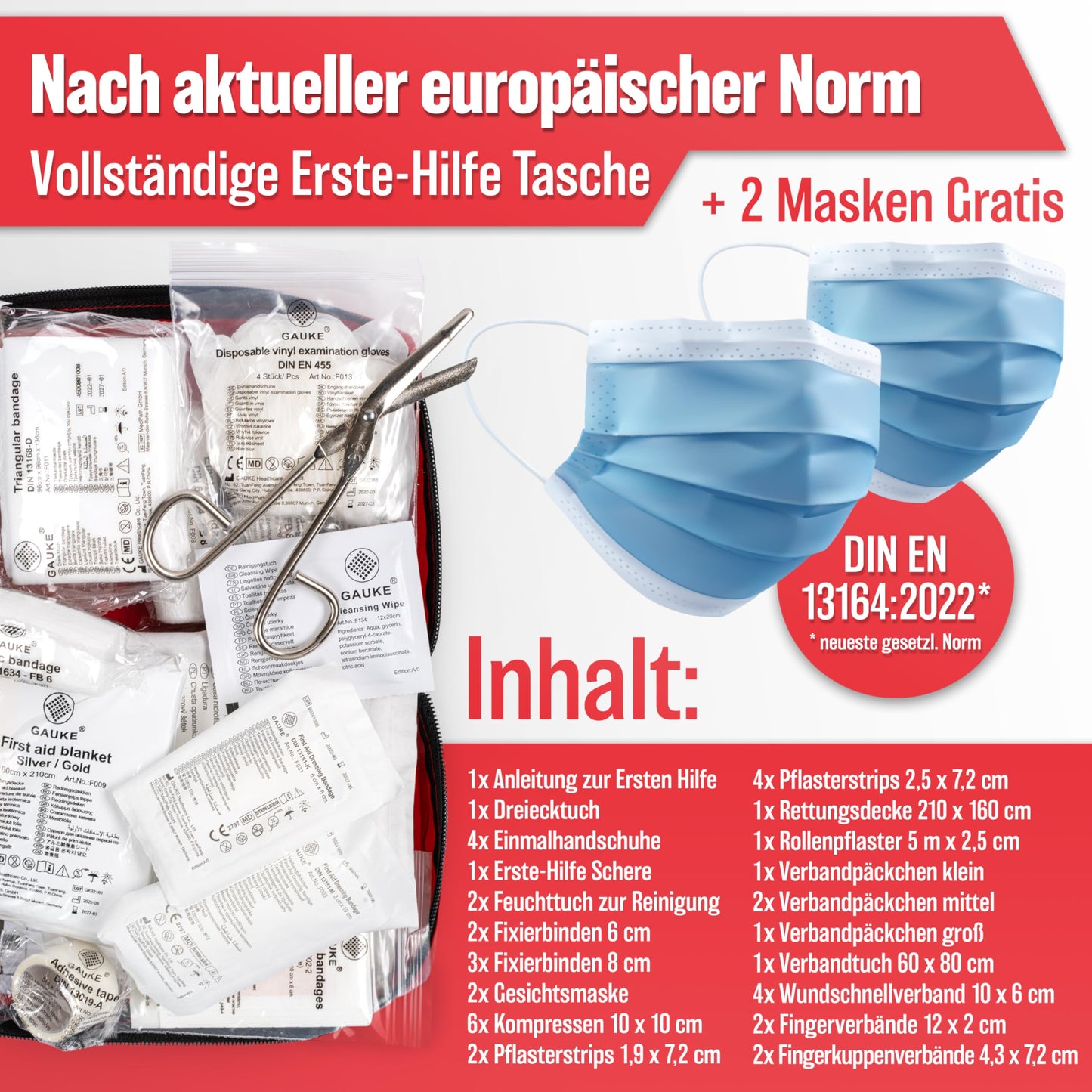 HELDENWERK KFZ-Verbandstasche (Norm 2025): Erste Hilfe-Set, StVO konform