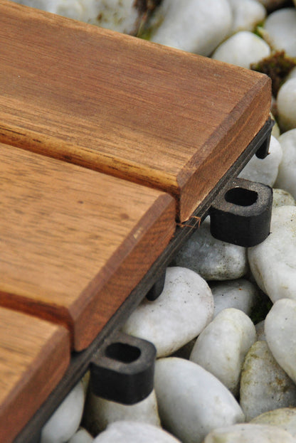 SAM 11 Stück für 1m² Holzfliesen (30x30cm): Akazienholz massiv + geölt | Balkon - Terrasse - Klickfliesen