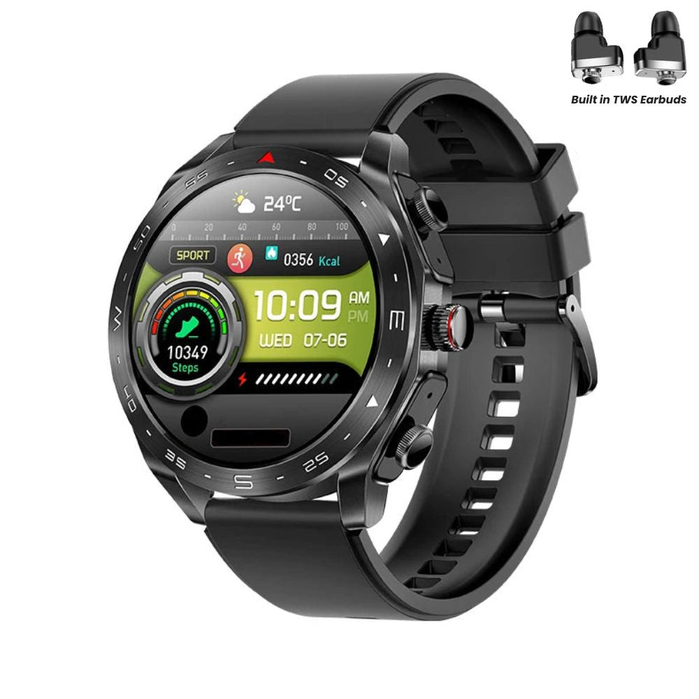 Smartwatch T95 mit integriertem TWS-Headset | Bluetooth 5.0, 400mAh, HD-Display (Schwarz)