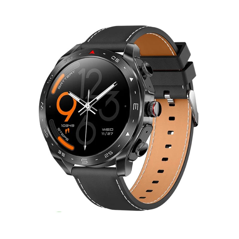 Smartwatch T95 mit integriertem TWS-Headset | Bluetooth 5.0, 400mAh, HD-Display (Schwarz (LEDER))