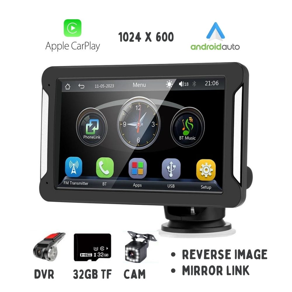 7-Zoll Wireless Auto CarPlay - Android Auto mit Touchscreen, DVR, Rückfahrkamera 1