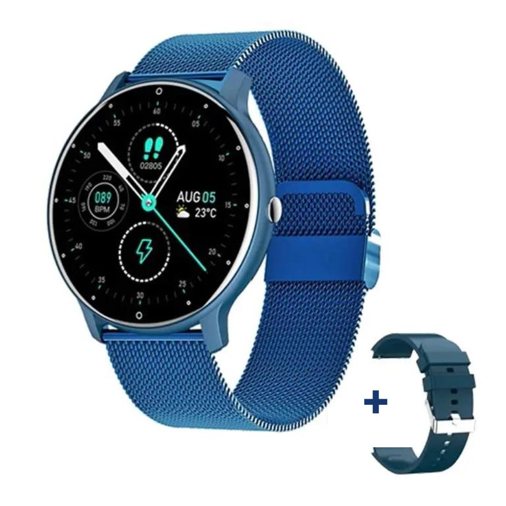 LIGE Smartwatch: Touchscreen-Display, IP67, Bluetooth für Android & iOS (Blau Mesh)