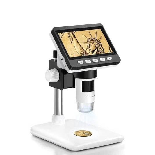 4,3 Zoll Digitales Mikroskop 1080P: 50-1000x | mit 2000mAh (Weiß)