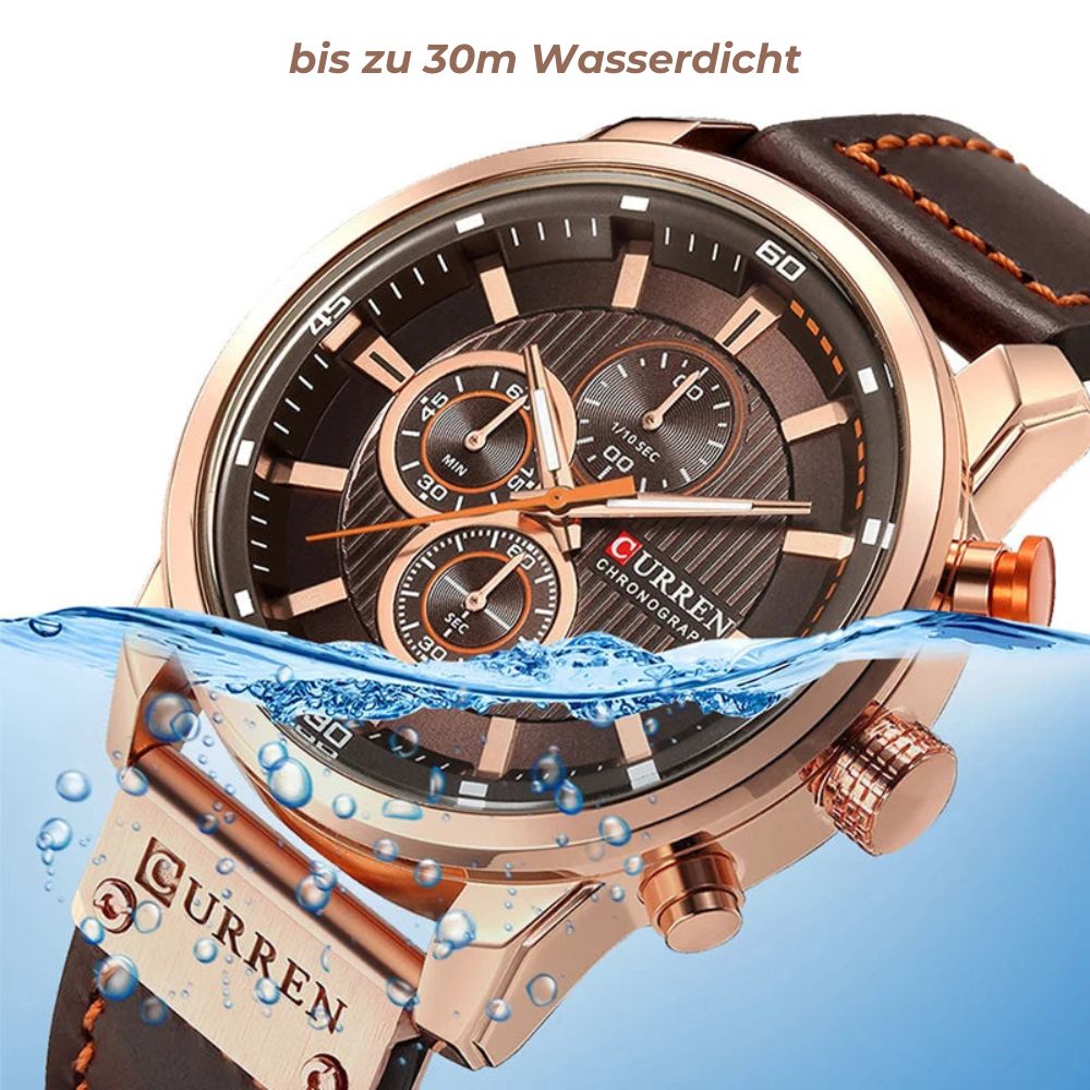 CURREN Relogio Masculino Herren-Lederarmband-Quartzuhr mit Chronograph