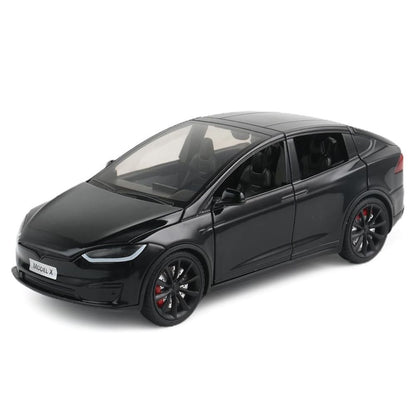 Tesla Model X (1:24) Spielzeugauto mit Licht & Sound | Inkl. Ladestation: Sammler-Geschenk (Schwarz)