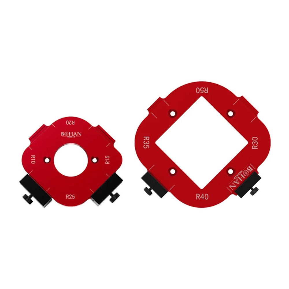 4-in-1 Frässchablone: R10-R50 Eckenradius | Winkel-Positionierungswerkzeug für Holzarbeiten